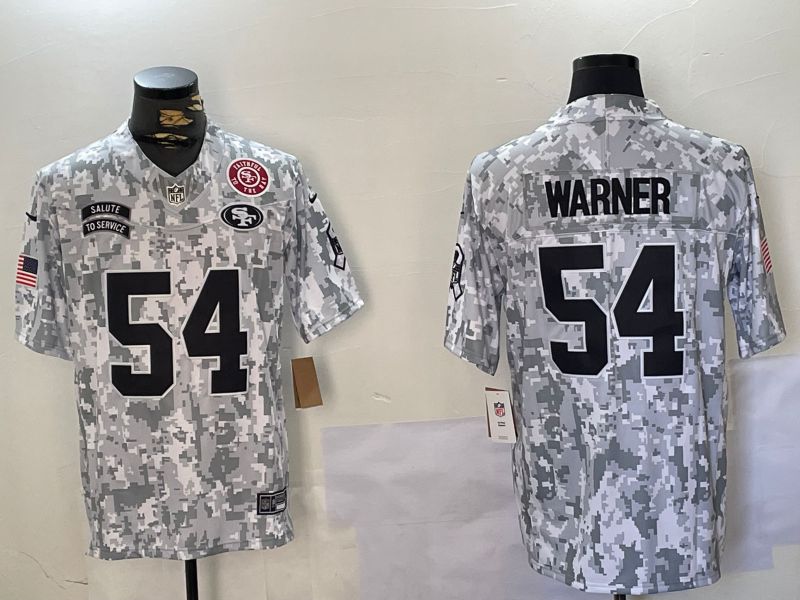 Men San Francisco 49ers #54 Warner Nike Arctic Camo 2024 Salute to Service Limited NFL Jersey style 6